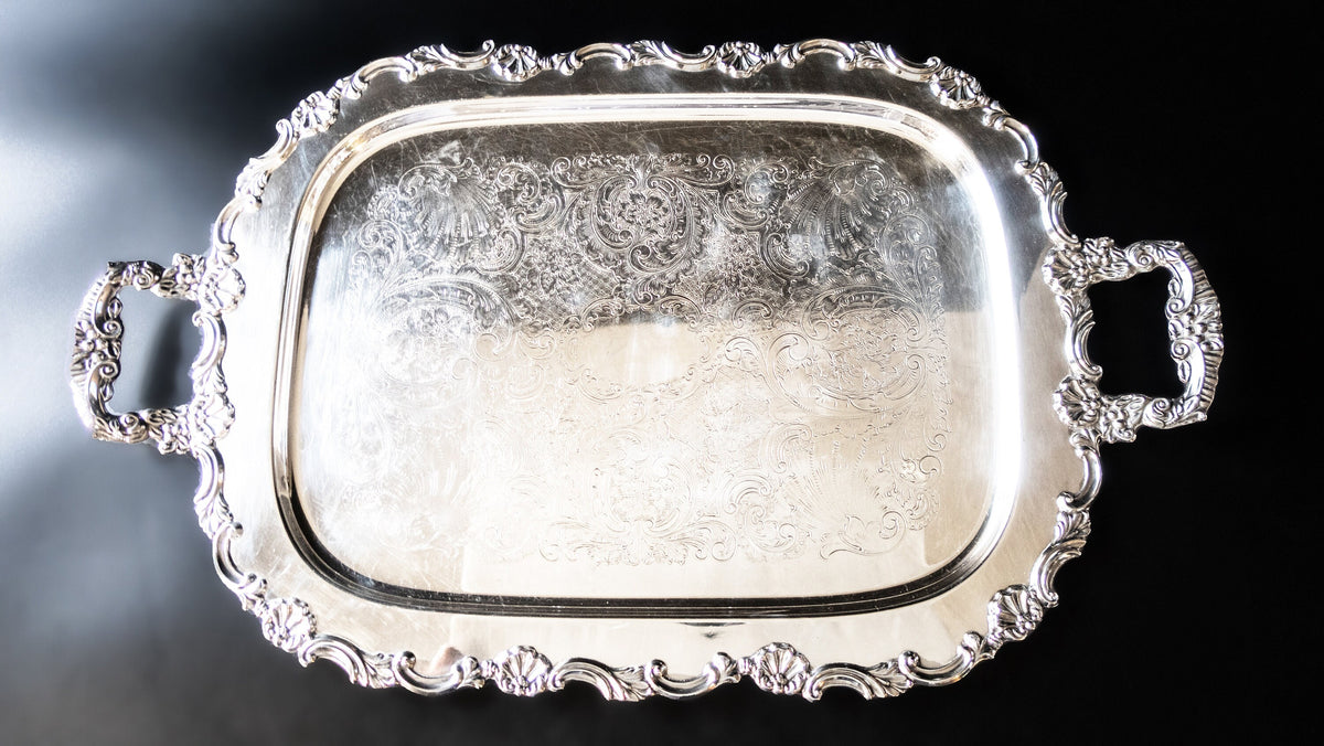 イギリス アンティーク Silver Tray Antique Silver Plate Serving Tray Sheffield Reproduction Henry