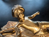 Pair Bronze Cherub Wall Sconces Candle Holders Sconces