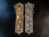 Pair Bronze Cherub Wall Sconces Candle Holders Sconces