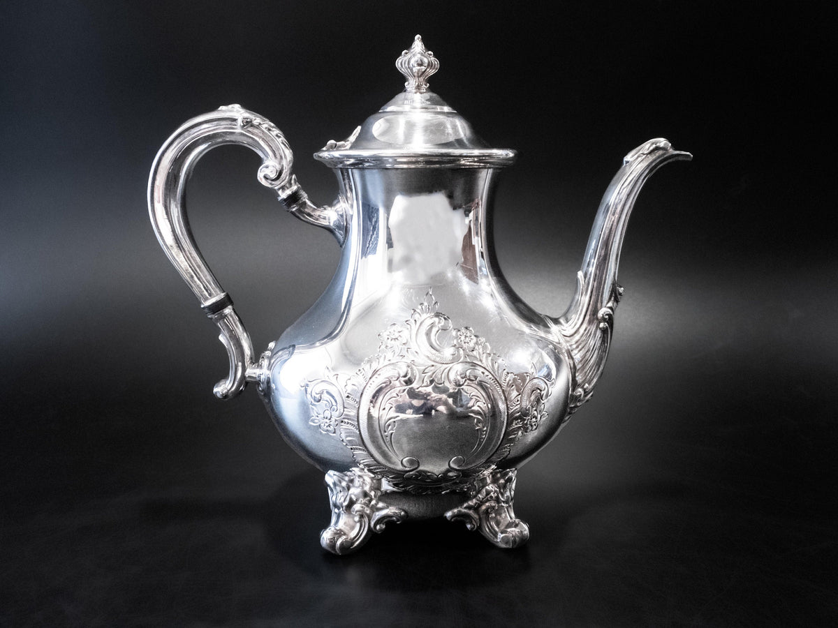 Vintage Silver Plate Coffee Pot Regent Chased Reed Barton With