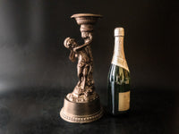 Tall Bronze Cherub Candle Holder Candlestick Putti Victorian