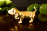 Brass Basset Hound Dog Figurine Paperweight 4” Long