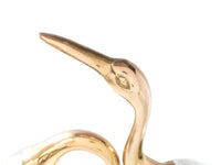 Tall Brass And Blown Glass Cranes 18” Sculptures Pair