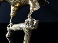 Vintage Brass Eagle On Branch Sculpture Statue Large 20"