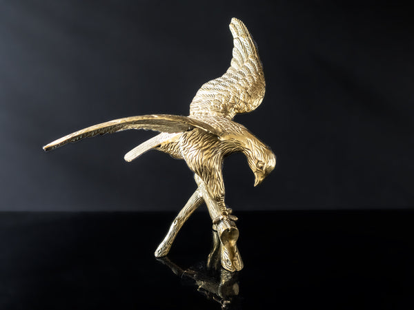 Vintage Brass Eagle On Branch Sculpture Statue Large 20"