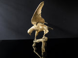 Vintage Brass Eagle On Branch Sculpture Statue Large 20"