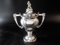 Antique Silver Plate Sugar Bowl Urn Boy Greek Revival Faces Sugar Bowls