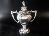 Antique Silver Plate Sugar Bowl Urn Boy Greek Revival Faces Sugar Bowls