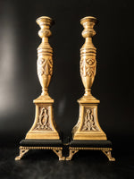 Vintage Castilian Brass Candle Holders Pair Tall 18" Candlestick Large Heavy