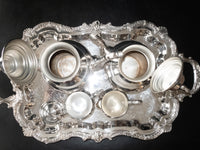 Vintage Silver Plate Tea Set Coffee Service Tray Seacrest Oneida