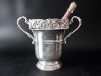Vintage Silver Plate Ice Bucket Champagne Chiller Grapes Rim