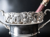 Vintage Silver Plate Ice Bucket Champagne Chiller Grapes Rim
