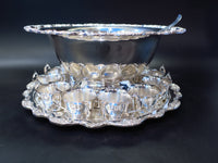 Silver Plate Punch Bowl Set Tray 12 Cups Ladle Grand Duchess Towle