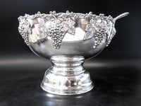 XL Silver Plate Punch Bowl Set Beverage Chiller With 12 Cups Silver And Silverplate