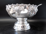 XL Silver Plate Punch Bowl Set Beverage Chiller With 12 Cups Silver And Silverplate