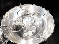XL Silver Plate Punch Bowl Set Beverage Chiller With 12 Cups Silver And Silverplate
