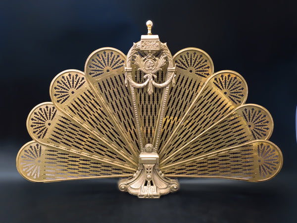 Vintage Brass Fireplace Screen Fan Cameo Art Nouveau Home Decor