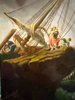 Gold Framed Oil Painting The Shipwreck Antique Style Hand Painted