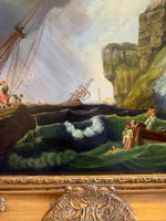 Gold Framed Oil Painting The Shipwreck Antique Style Hand Painted