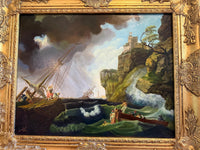 Gold Framed Oil Painting The Shipwreck Antique Style Hand Painted