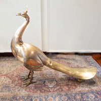 Vintage Brass Peacock Sculpture Statue Large 26"