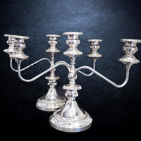 Vintage Silver Plate Pair Candelabra Convertible Candle Holders