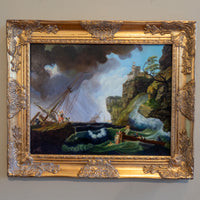 Gold Framed Oil Painting The Shipwreck Antique Style Hand Painted