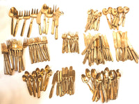Vintage Bronze Brass Gold 149 Piece Flatware Set Service for 12