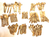 Vintage Bronze Brass Gold 149 Piece Flatware Set Service for 12