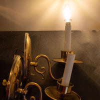 Vintage Pair Brass Candlestick Sconce Lights Both Work