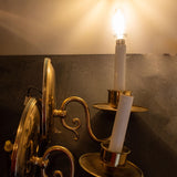 Vintage Pair Brass Candlestick Sconce Lights Both Work
