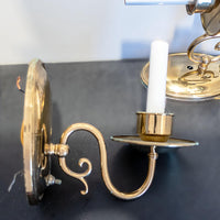 Vintage Pair Brass Candlestick Sconce Lights Both Work