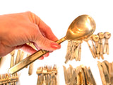 Vintage Bronze Brass Gold 149 Piece Flatware Set Service for 12