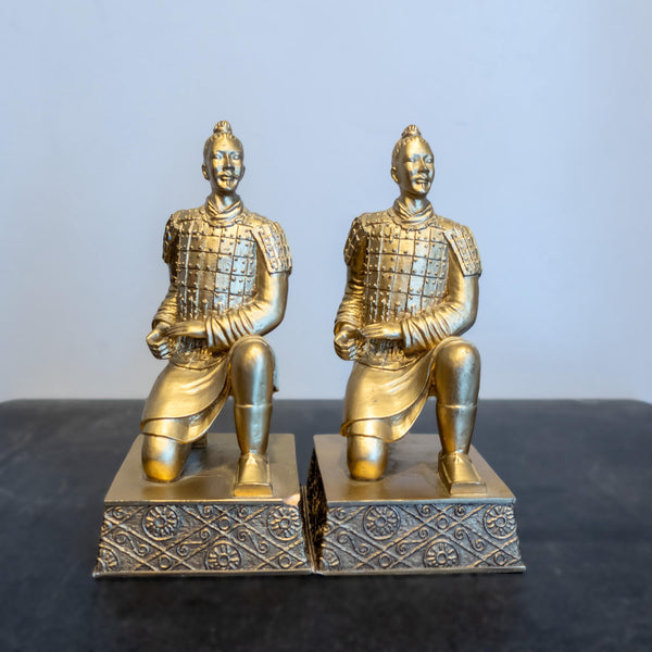 Gold Chinese Warrior Bookends