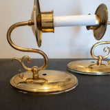Vintage Pair Brass Candlestick Sconce Lights Both Work