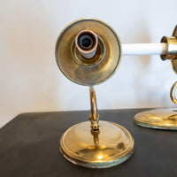 Vintage Pair Brass Candlestick Sconce Lights Both Work