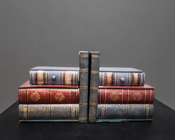 Vintage Antique Style Book Stack Book Ends With Hidden Storage