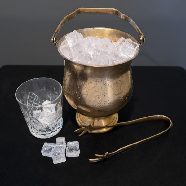 Vintage Brass Ice Bucket With Ice Tongs And Drain