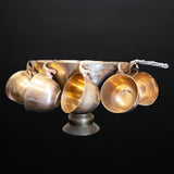 Vintage Brass Punch Bowl Set With 10 Cups and Ladle Gold