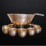 Vintage Brass Punch Bowl Set With 10 Cups and Ladle Gold