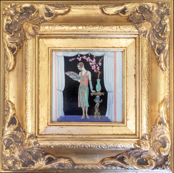 Oil Painting Woman In Art Deco Dress In Gilded Frame