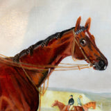 Gold Framed Oil Painting Of Horse And Jockey Antique Style Hand Painted