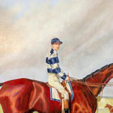 Gold Framed Oil Painting Of Horse And Jockey Antique Style Hand Painted