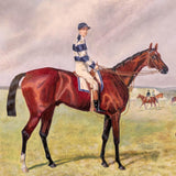 Gold Framed Oil Painting Of Horse And Jockey Antique Style Hand Painted