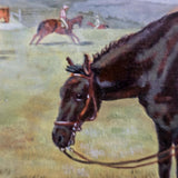 Gold Framed Oil Painting Of Horse And Jockey Antique Style Hand Painted