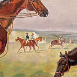 Gold Framed Oil Painting Of Horse And Jockey Antique Style Hand Painted