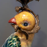Bronze and Porcelain Parrot Candle Holder 15" Tall