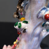 Bronze and Porcelain Parrot Candle Holder 15" Tall