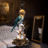 Bronze and Porcelain Parrot Candle Holder 15" Tall
