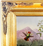 Original Hummingbird Oil Painting, Tufted Coquette, Gilded Wood Framed Wall Art